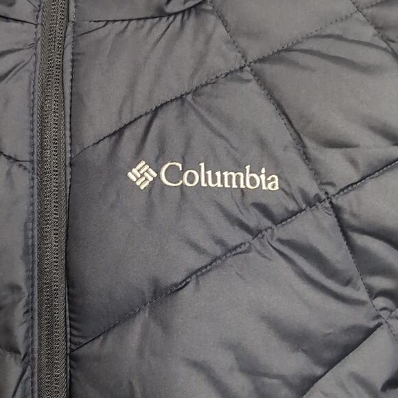 NWT Columbia Heavenly Hooded Puffer Jacket L Collegiate Navy Blue Omni-Heat - Picture 5 of 10